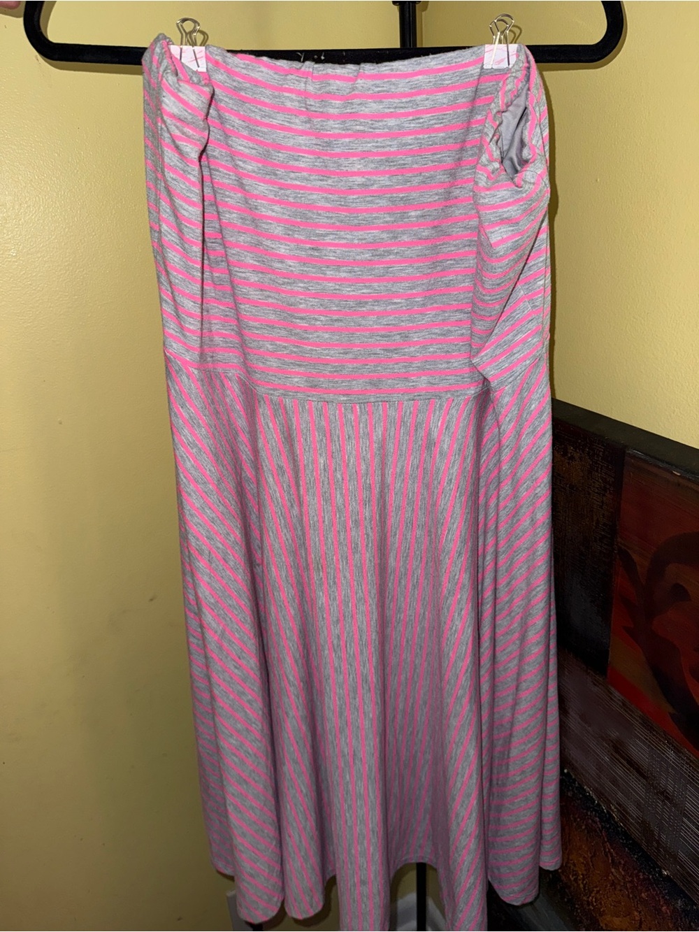 Maurice’s Pink and Gray Striped A-Line Skirt